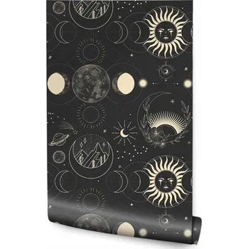 Fototapeta Tapeta do obýváku Fáze MĚSÍCE Květiny Slunce Boho