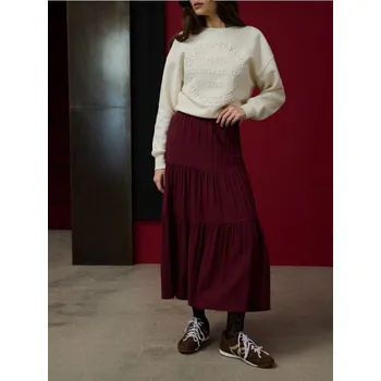 Dámská sukně Sinsay - Midi sukně s nabíráním - burgundy - 178FJ-83X - 178FJ-83X-S