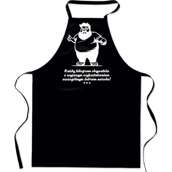 Kuchyňská zástěra Bavlněná černá ZÁSTĚRA S POTISKEM s vtipným pánským kuchyňským potiskem Den otců
