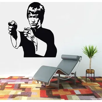 Samolepící dekorace Bruce Lee silueta - vinylová samolepka na zeď 112x100cm