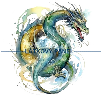 Látkový panel - Drak- DIN-19 Velikost: 30x30cm, Materiál: Bavlna