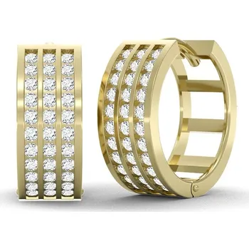 Náušnice Zlaté náušnice kruhy se zirkony 10mm třířadé