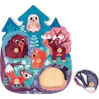Dětské zboží Janod Vkládací puzzle s úchytkou Les
