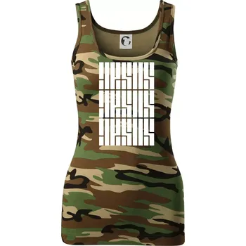 Dámské tričko Jesus nápis - Dámské Maskáčové tílko - XS ( Hnědý maskáč )