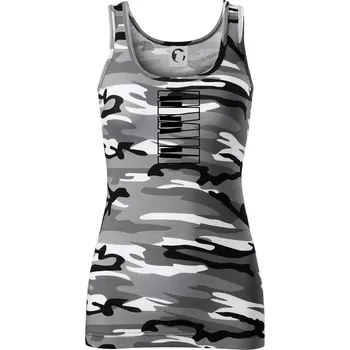 Dámské tričko Klávesy svisle - Dámské Maskáčové tílko - S ( Šedý maskáč )