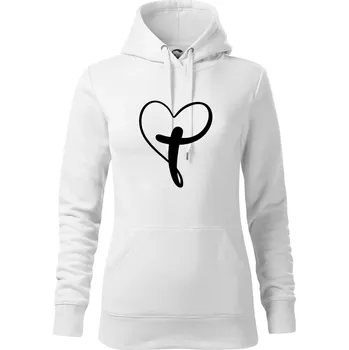 Dámská mikina Jesus srdce - Mikina dámská Cape s kapucí - XS ( Bílá )