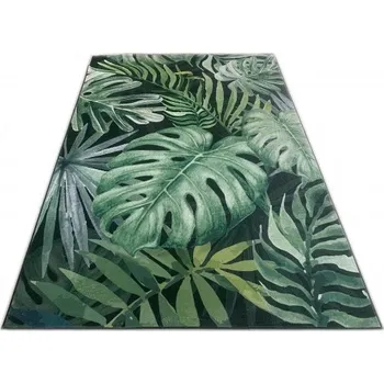 Koberec Makro Abra Moderní kusový koberec FLANNEL PRINTED C139D Listy zelený Rozměr: 140x200 cm