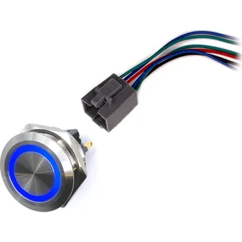 Vývojová deska LED vodotěsný spínač 30mm bez aretace - modré podsvícení, 12 - 24V