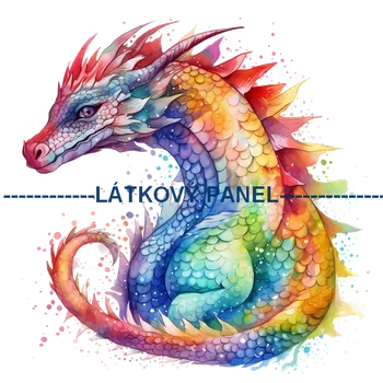 Látkový panel - Drak- DIN-24 Velikost: 15x15cm, Materiál: Kočárkovina