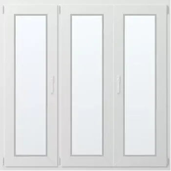 Okno Trojkřídlé plastové okno se štulpem, vlevo otevíravo sklopné 160x150