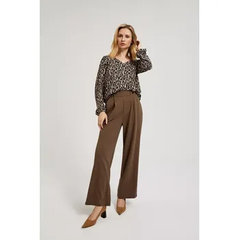 Dámské kalhoty Dámské elegantní kalhoty MOODO - hnědé Moodo černá | hnědá | krémová | vícebarevná | vícebarevná 3387428