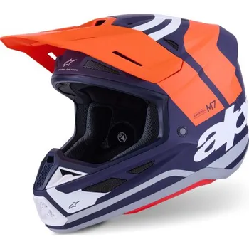 Helma na motorku Přilba SUPERTECH S-M7 CORE, ALPINESTARS (oranžová/modrá/bílá/matná) 2026 (Velikost: XS)