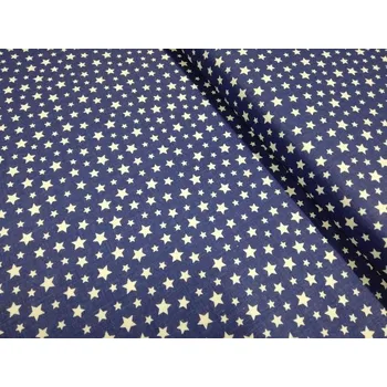 Bavlněná látka šíře 160cm - bílá hvězdička 05-1 cm na modré (50cm)
