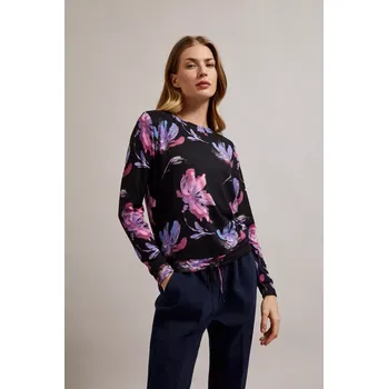 Dámský svetr Dámský květinový svetr MOODO - fialový Moodo černá | modrá | fuchsiová | fialová | vícebarevná 3387560