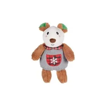 Pro psa Flamingo hračka pro psa vánoční medvěd 17x24 cm, pískací, plyšová, hnědá