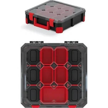 Prosperplast Organizér TITAN - 5 krabiček + přepážky 390x390x110 mm s průhledným víkem