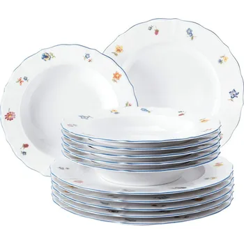 Talíř SELTMANN WEIDEN SONATE NOSTALGIA 12 dílů pro 6 osob - jídelní souprava z německého porcelánu s květinovým zdobením, bílá