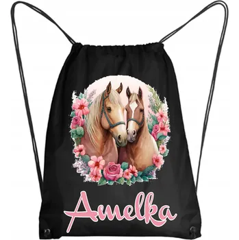 Školní batoh Školní Vak na Boty Batoh na Tělocvik Do Školky s Koněm Kůň + JMÉNO 3