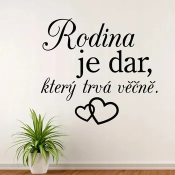 Samolepící dekorace Rodina je dar - vinylová samolepka na zeď 80x73cm