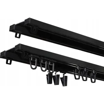 Garnýž Stropní hliníková kolejnice dvoukolejnicová TWIN Černá 160 cm