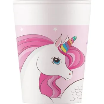 Party nádobí Procos Unicorn party - Kelímky papírové Rainbow Colors 200 ml 8 ks