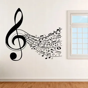 Samolepící dekorace Noty všude kolem - vinylová samolepka na zeď 80x75cm