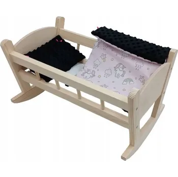 Doplněk pro panenku DŘEVĚNÁ KOLÉBKA PRO PANENKY VELKÁ + POVLEČENÍ