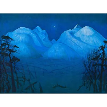 Plakát Plakát, Obraz - Winter Night in the Mountains (Festive / Christmas / Magical / Celestial Landscape) - Harald Sohlberg