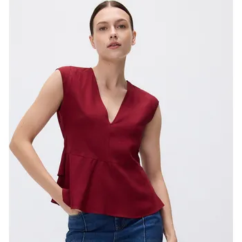 Dámské tričko Reserved - Halenka s vázáním na zádech - bordó - 464FH-53X - 464FH-53X-XL