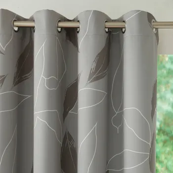 Blancheporte Zatemňovací závěs s potiskem listů šedá 140x180 cm