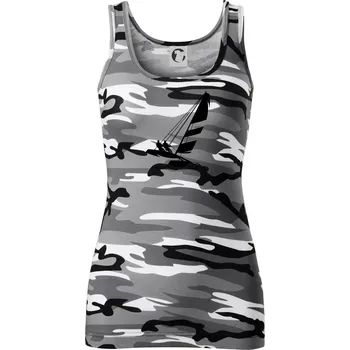 Dámské tričko Katamarán na vodě - Dámské Maskáčové tílko - S ( Šedý maskáč )