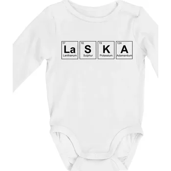 Kojenecký body Láska - periodická tabulka - Body kojenecké s dlouhým rukávem - Dlouhý r. do 3 měs ( Bílá )