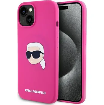 Náhradní kryt pro mobilní telefon Kryt Karl Lagerfeld Case iPhone 15 s Magsafe Klhmp15Sskhpplf (Sil Kl Head Print) Fuschia