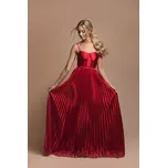 Dlouhé plisované šaty s korzetem a šněrováním vzadu 77003-3 Barva: Červená, Velikost: L