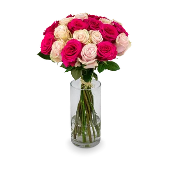 umělá květina Kytice růžových růží Rebecca 21 stonků – Belles Fleurs