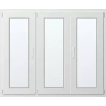 Okno Trojkřídlé plastové okno se štulpem, vlevo otevíravo sklopné 130x160