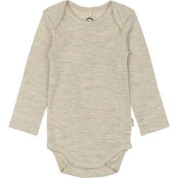 Dětské body dlouhý rukáv z merino vlny hnědé Melange Offwhite Mikk-Line Velikost: 98