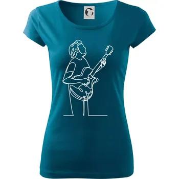 Dámské tričko Kytarista jedním tahem - Dámské triko Pure - M ( Petrolejová )