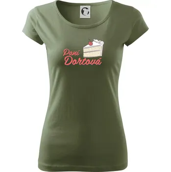 Dámské tričko Paní dortová - psací - Dámské triko Pure - XL ( Khaki )