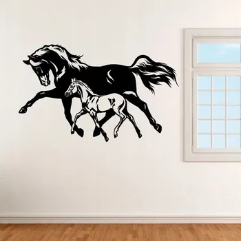 Samolepící dekorace Kůň - hříbě a kobyla - vinylová samolepka na zeď 160x97cm