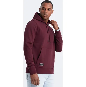 Pánská móda BASIC pánská bavlněná klokaní mikina s kapucí - V1 - ESPIR Barva: Bordová, Velikost: XL