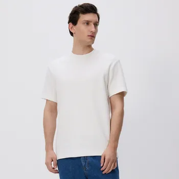 Pánské tričko Reserved - Strukturální tričko comfort fit - krémová - 414EX-01X - 414EX-01X-L