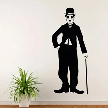Samolepící dekorace Charlie Chaplin silueta - vinylová samolepka na zeď 175x73cm