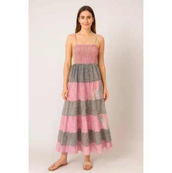 Dámské šaty Růžové boho šaty s proužky