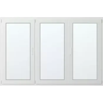 Okno Trojkřídlé plastové okno se štulpem, vlevo otevíravo sklopné 230x140