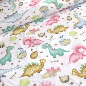 Bavlněná česká látka šíře 160cm - Dinosauříci (50cm)