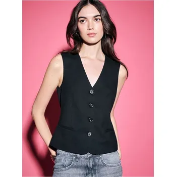 Dámská vesta Vesta se zapínáním na knoflíky - L - House - černá - 522EW-99X
