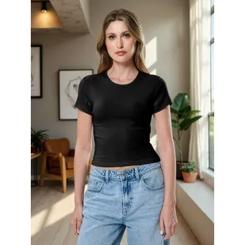 Dámské tričko Sinsay - Bavlněné tričko - černá - 753IN-99X - 753IN-99X-XXL