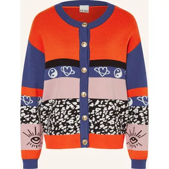 Dámský svetr Ichi Dámský Pletený Kabátek Ihboston, červená / černá /...