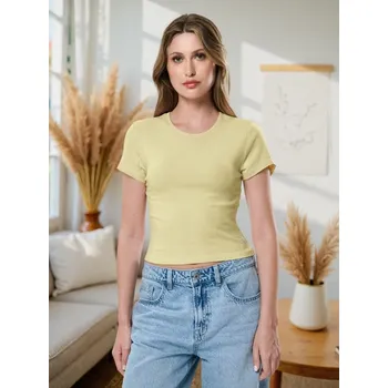 Dámské tričko Sinsay - Bavlněné tričko - žlutá - 753IN-10X - 753IN-10X-XS